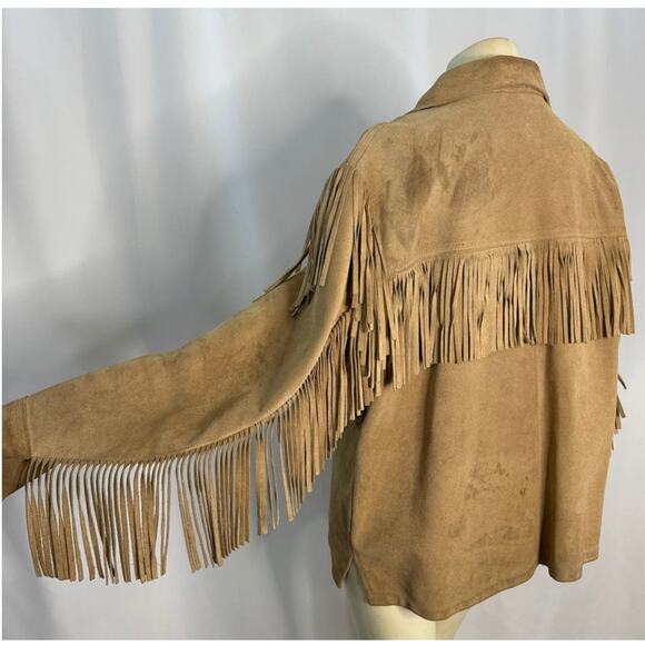 Vintage Mid Western sport tog brown leather fringed shirt made in USA size XL - Picture 9 of 17